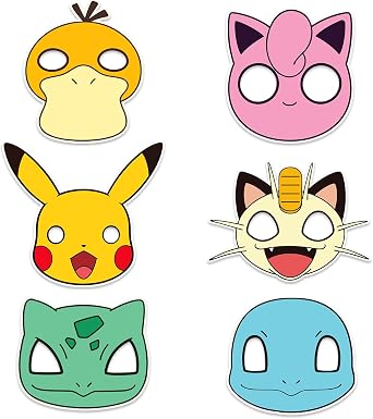 12Pcs Pokemon Masks Party Set Decorative Masks Cosplay Style - Ideal for Cartoon Themed Birthday Parties & Party Gifts