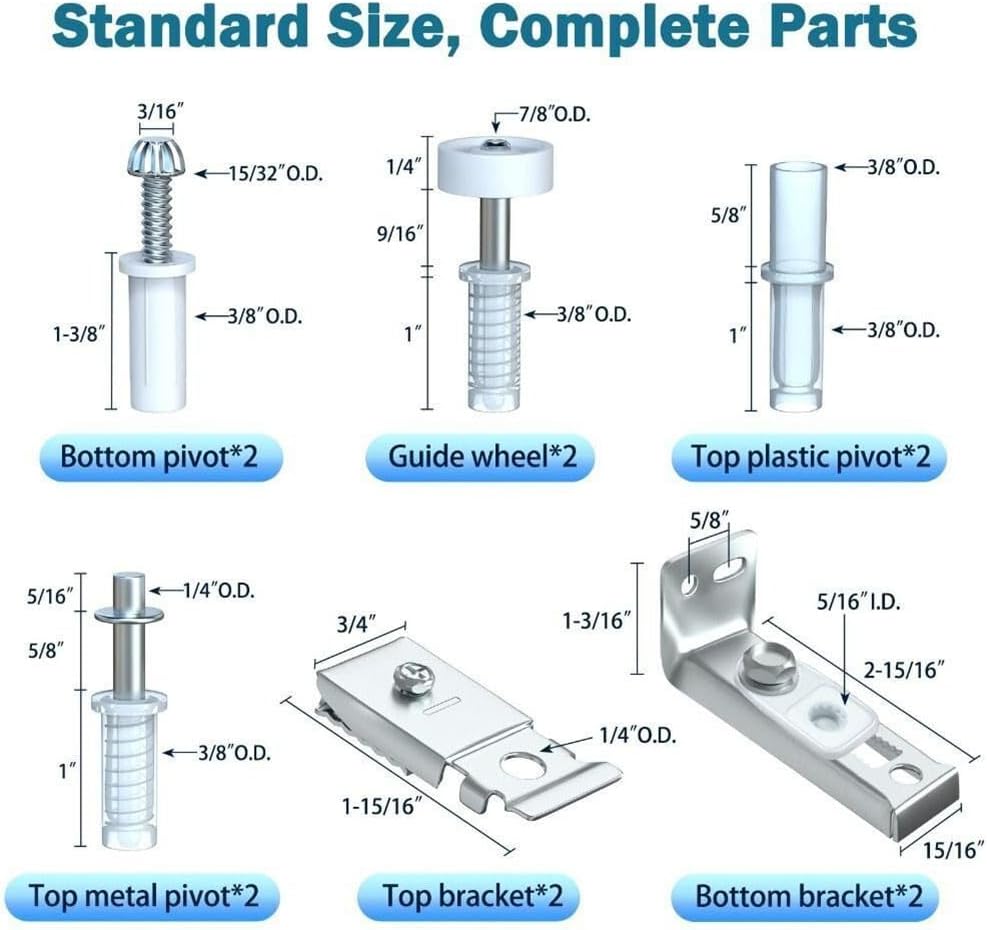Stainless Steel Bi Fold Hardware Kit 2 Pack Sliding Door Repair Set Perfect for Wardrobe and Barn Doors