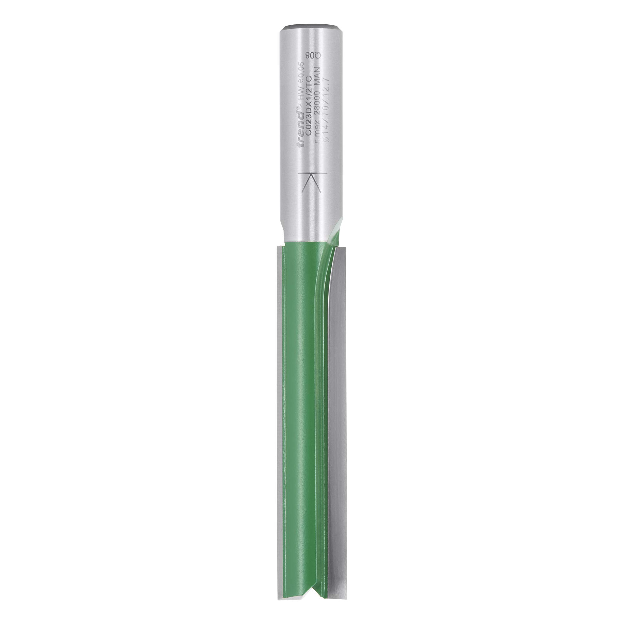 Trend CraftPro frez prosty dwupiórowy do frezarki górnowrzecionowej, trzpień 1/2 cala, średnica cięcia 14 mm, długość cięcia 70 mm, węglik spiekany (TCT), C023DX1/2TC