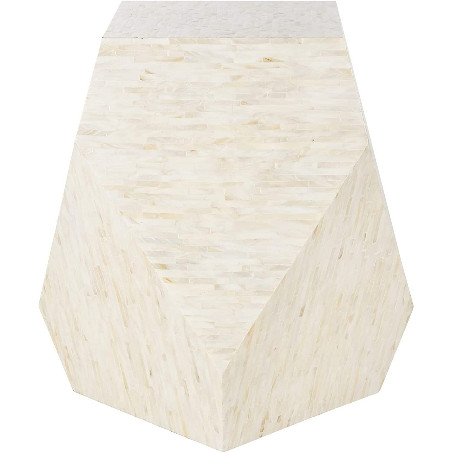 Safavieh Home Lea Multi and Light Beige Faux Mother of Pearl Mosaic Geometric Side Table