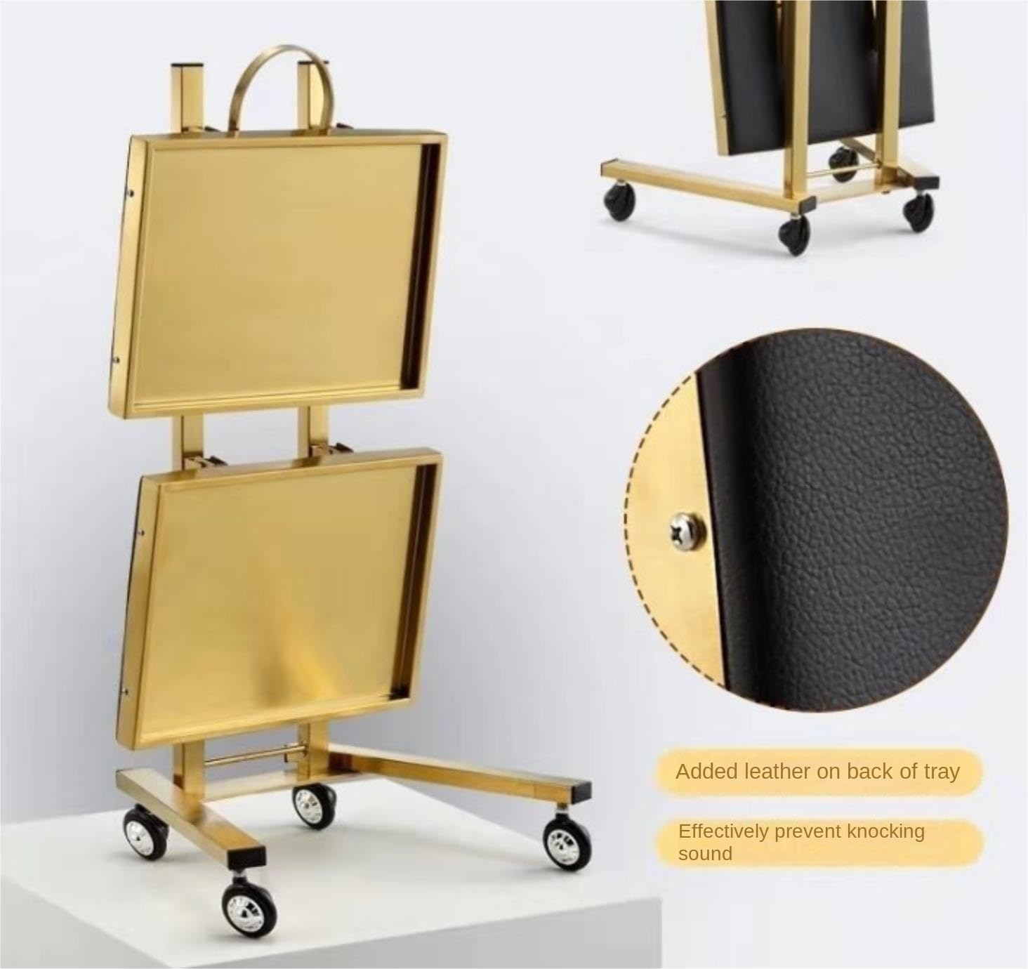 Carrito de peluquería de metal con ruedas, bandeja esteticista para estudios y tiendas, carrito duradero (plateado)