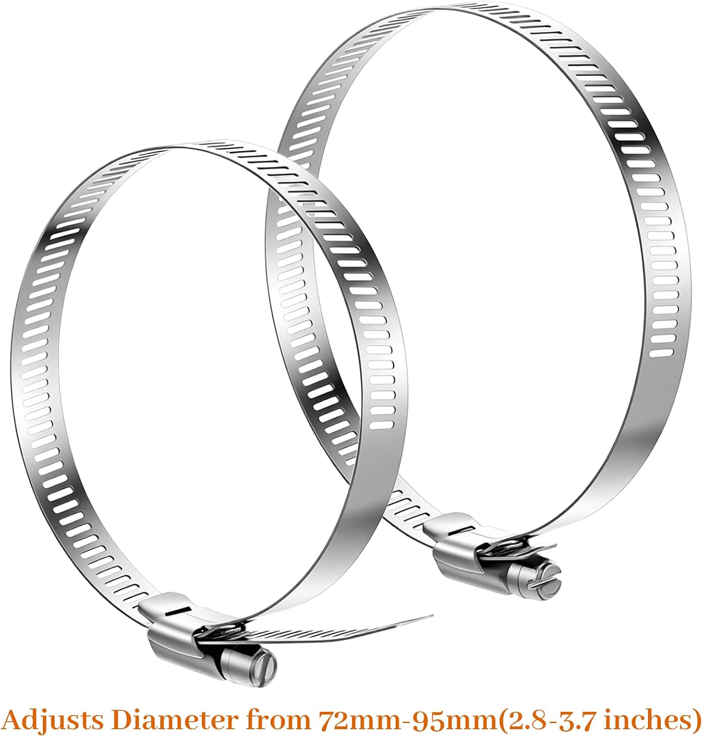 48 Pcs 3 inch Stainless Steel Hose Clamps, 72-95mm Range Adjustable Worm Gear Clamps, Duct Clamp, Worm Drive for Automotive, Water Pipe, Hose