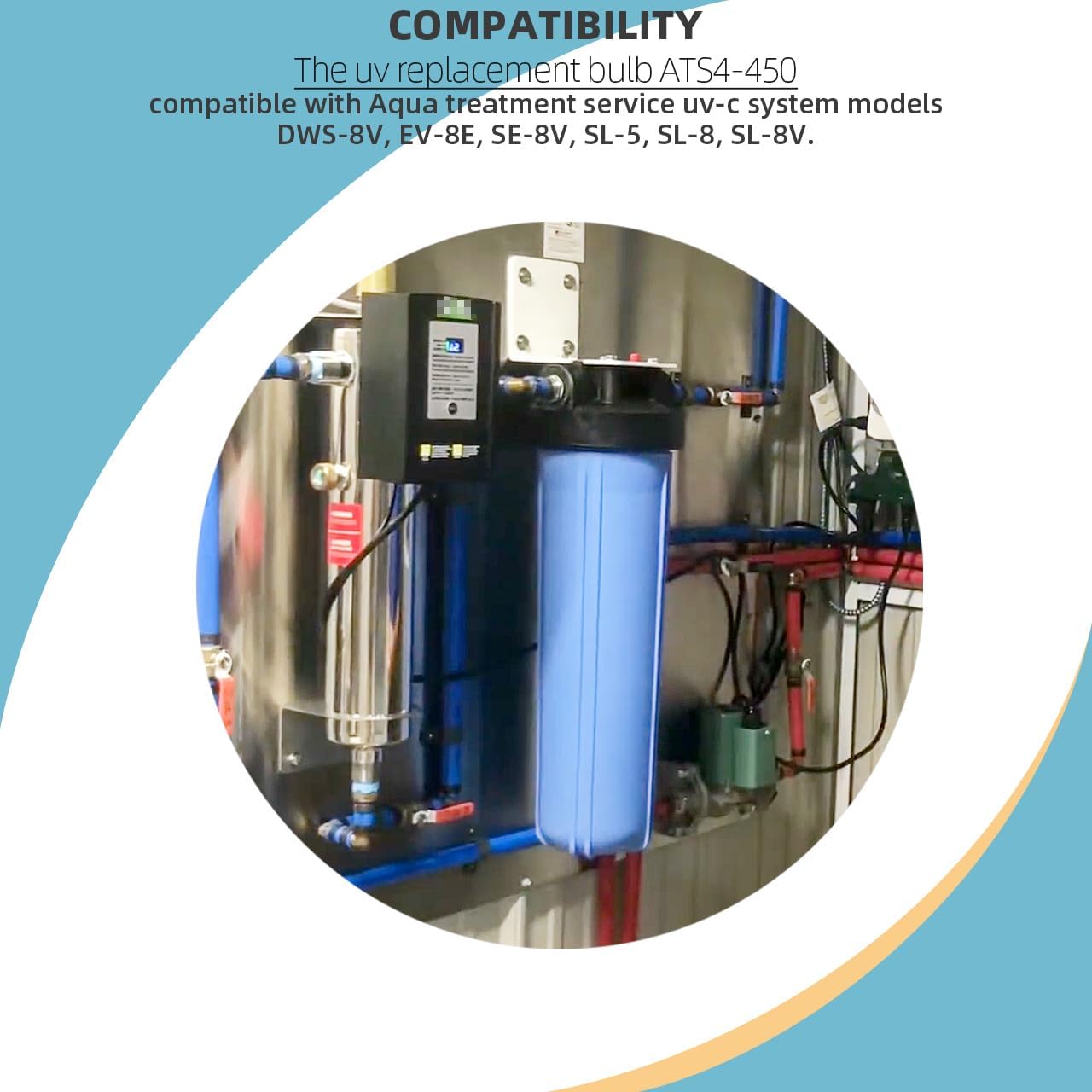 UV-C Bulb ATS4-450 Compatible with Aqua Treatment Services ATS4-450, SL-8V, EV-8E, DWS-8V, SE-8V, UV Bulb Fit for UV Filtration System