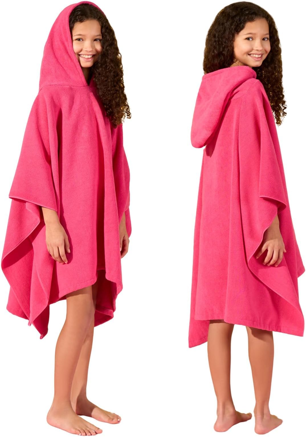 Brentfords Poncho Towels for Kids Short Sleeve Quick Dry Absorbent Hooded Towels for Kids Beach Swim Childrens Travel Wrap Changing Robe Holiday Spa Pool Dry Oversized Swimming Towel, Pink
