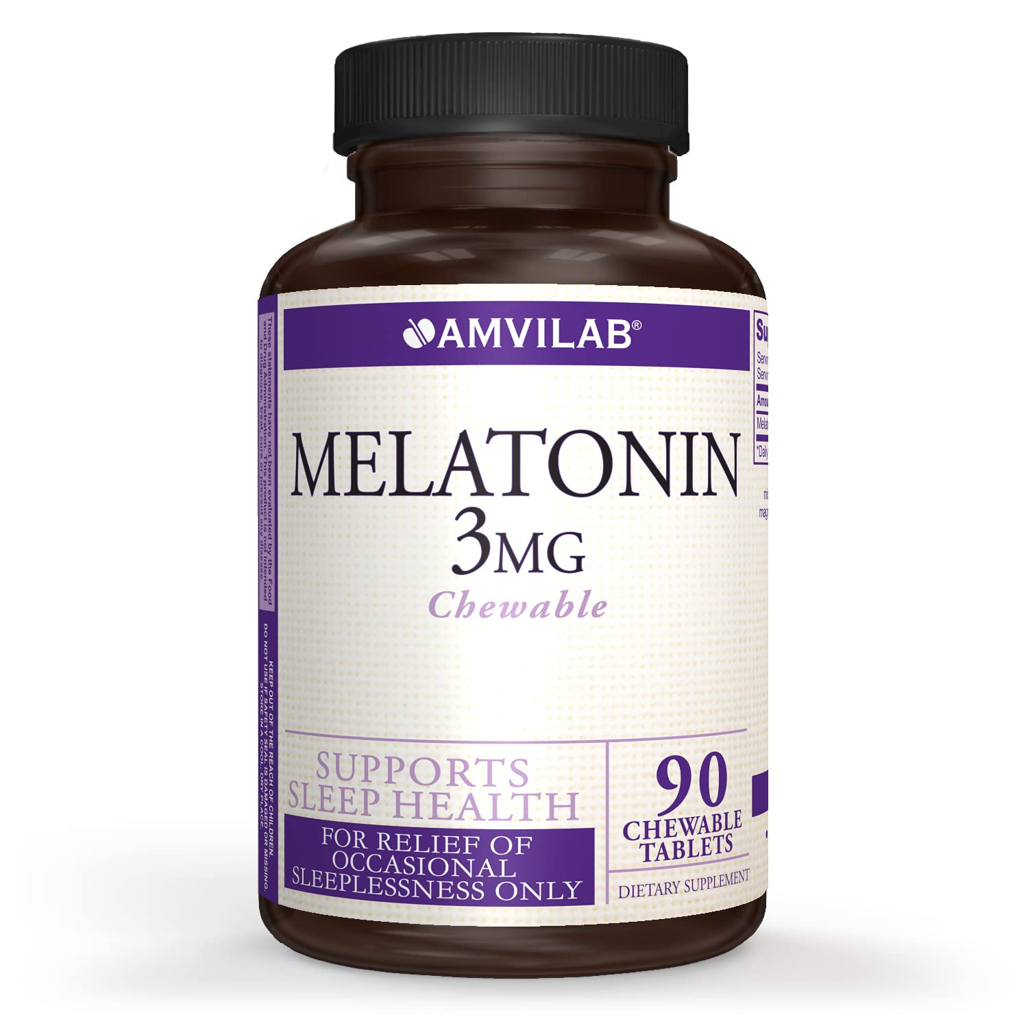 Melatonin 3mg Fast Dissolve Tablets – Natural Sleep Support – Maximum Strength Chewables – Berry Flavor – 90 Count – Non-GMO, Vegan, Gluten-Free