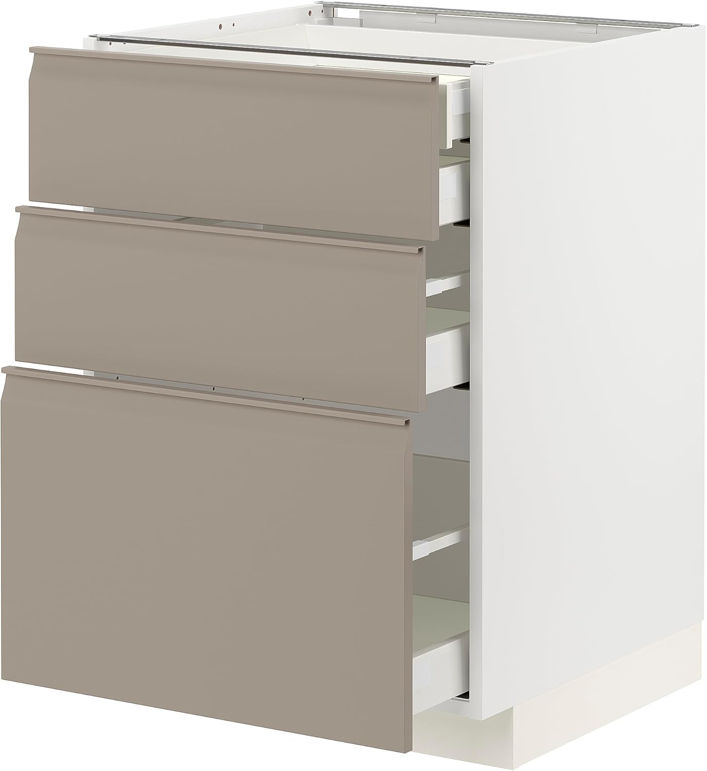 METOD/MAXIMERA Base cb 3 frnts/2 low/1 md/1 hi drw, White/Upplöv Matte Dark Beige, 60x60cm