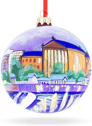 Philadelphia, Pennsylvania - Adorno navideño de bola de cristal de 4 pulgadas