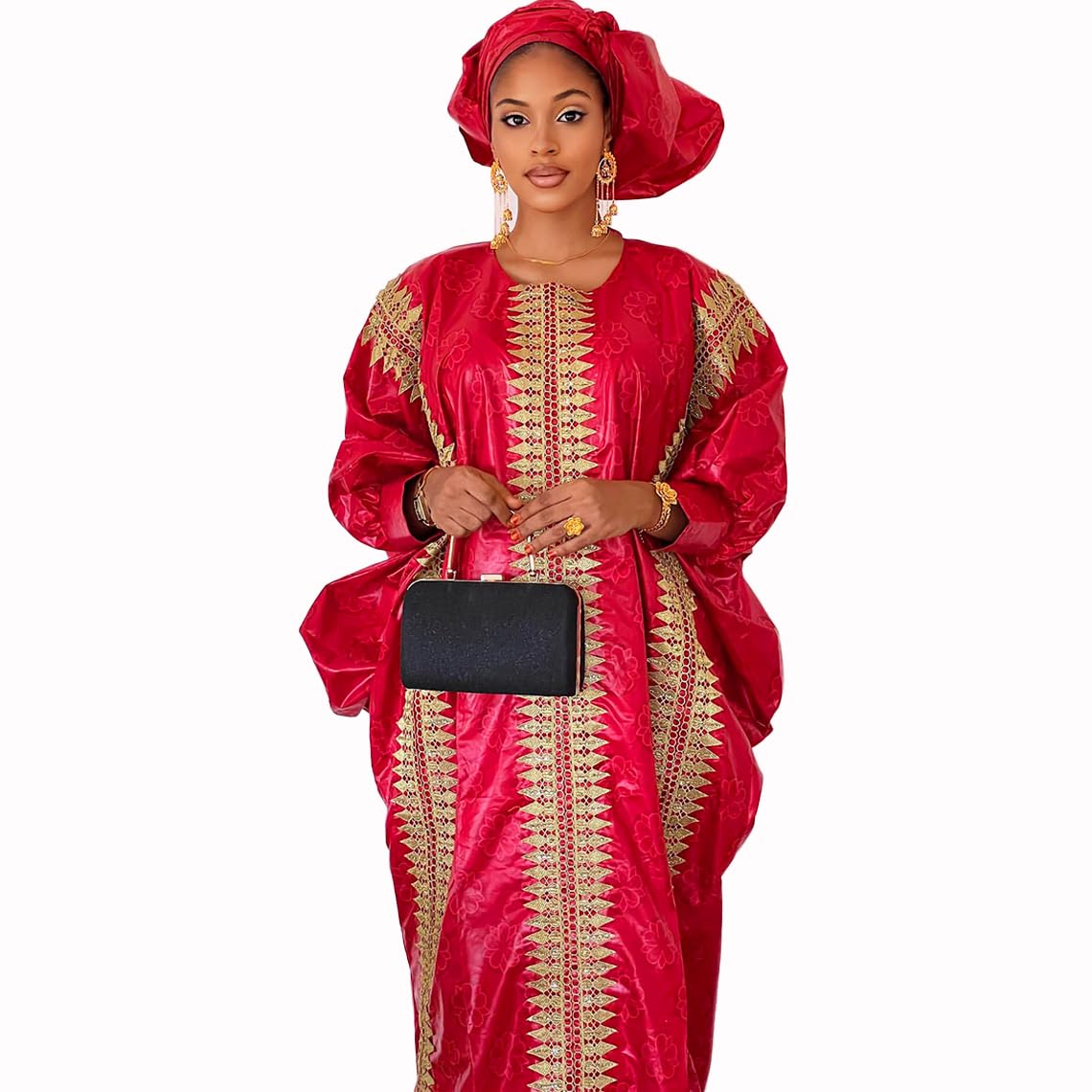 OZLIKA Gold Dust Embroidery Bazin Boubou Dress For Nigerian Women ...