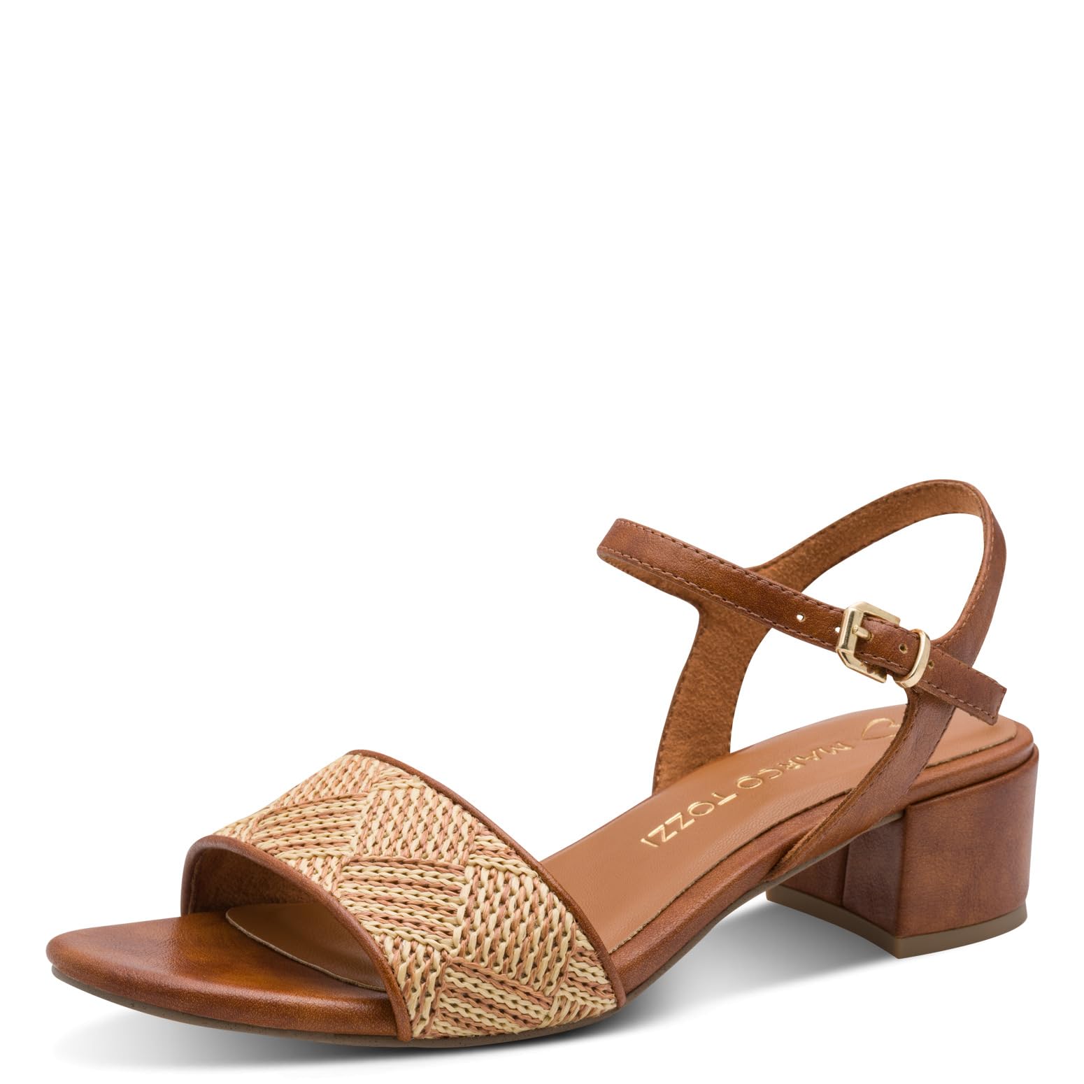MARCO TOZZI Women Sandal soft Feel Me footbed Vegan soft lining Fashionable, brown (COGNAC COMB), 8.5 UK