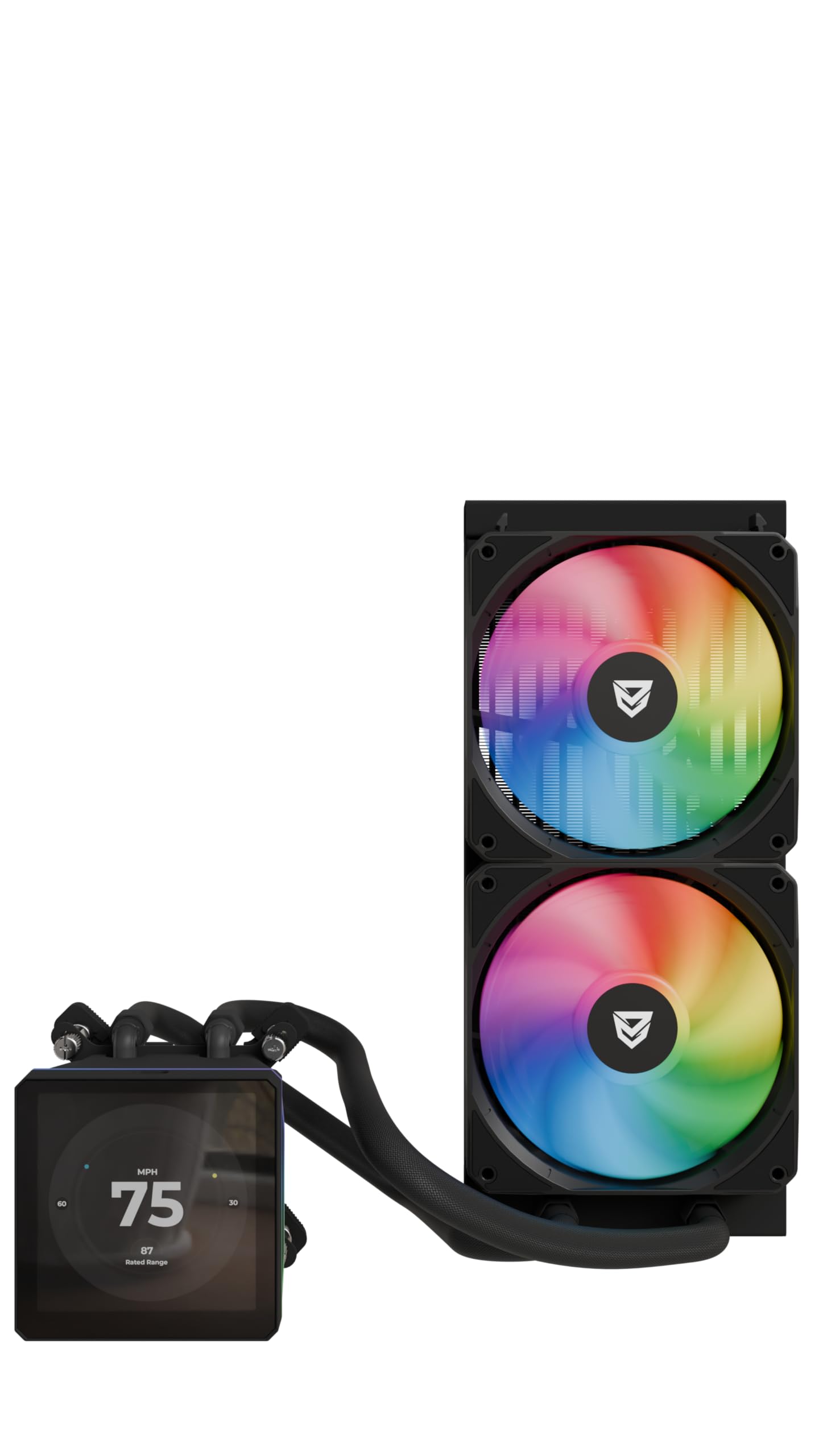Nfortec Sedna refrigeración líquida CPU 240mm ARGB pantalla LCD compatible AMD e Intel, color negro