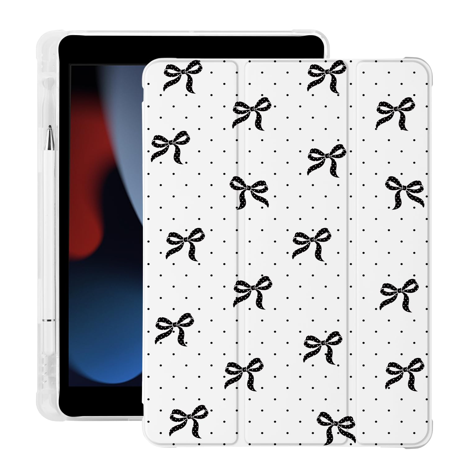 Coque iPad Air 11 M3 M2 en cuir blanc avec porte-crayon - 8