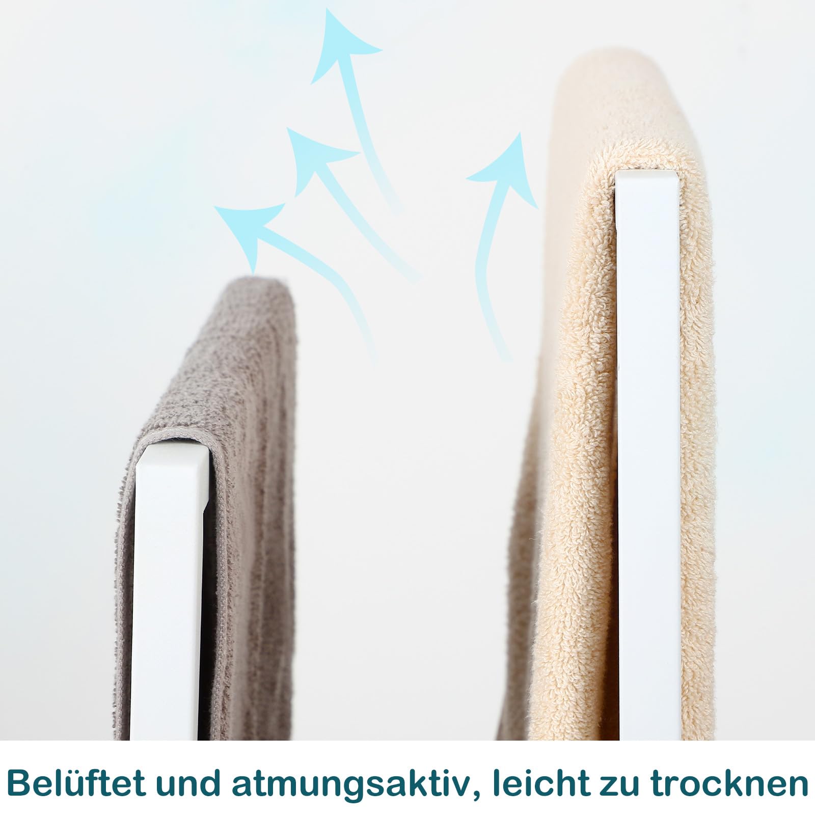 smusei Handtuchhalter Stehend Weiß Handtuchständer Freistehend Doppelstangen-Design Handtuchständer Bad Verstellbare Füße Handtuch Ständer Kein Bohren Erforderlich für Badezimmer Schlafzimmer