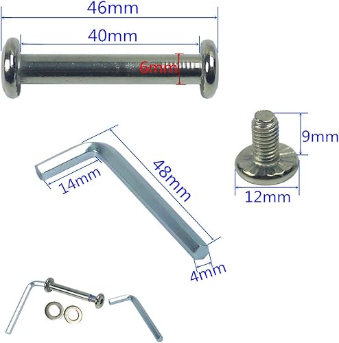 Miniatura 5 de OD 1564" (6 mm) eje hexagonal tornillo en línea rueda de patinaje cuchillas de repuesto para ruedas de patín Kit de reparación (30361.575 in)