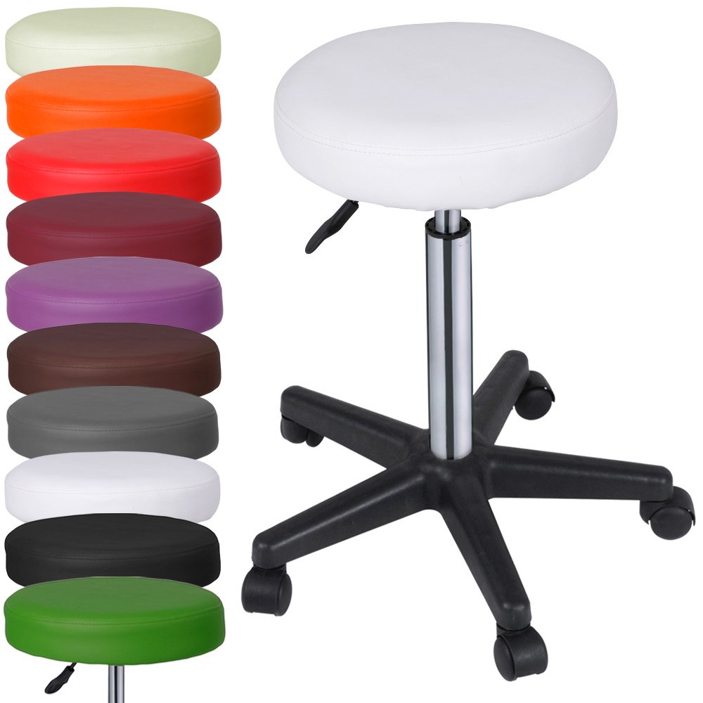 MIADOMODO Sgabelli Regolabili con Ruote Colore Bianco Set da 1
