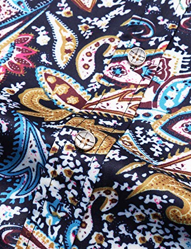 Daupanzees Men's Paisley Dress Shirt Long Sleeve Luxury Design Print Casual Button Down Shirt For Party,Wedding,Banquet,Prom,Nightclub (Blue Xxl) #TOP4