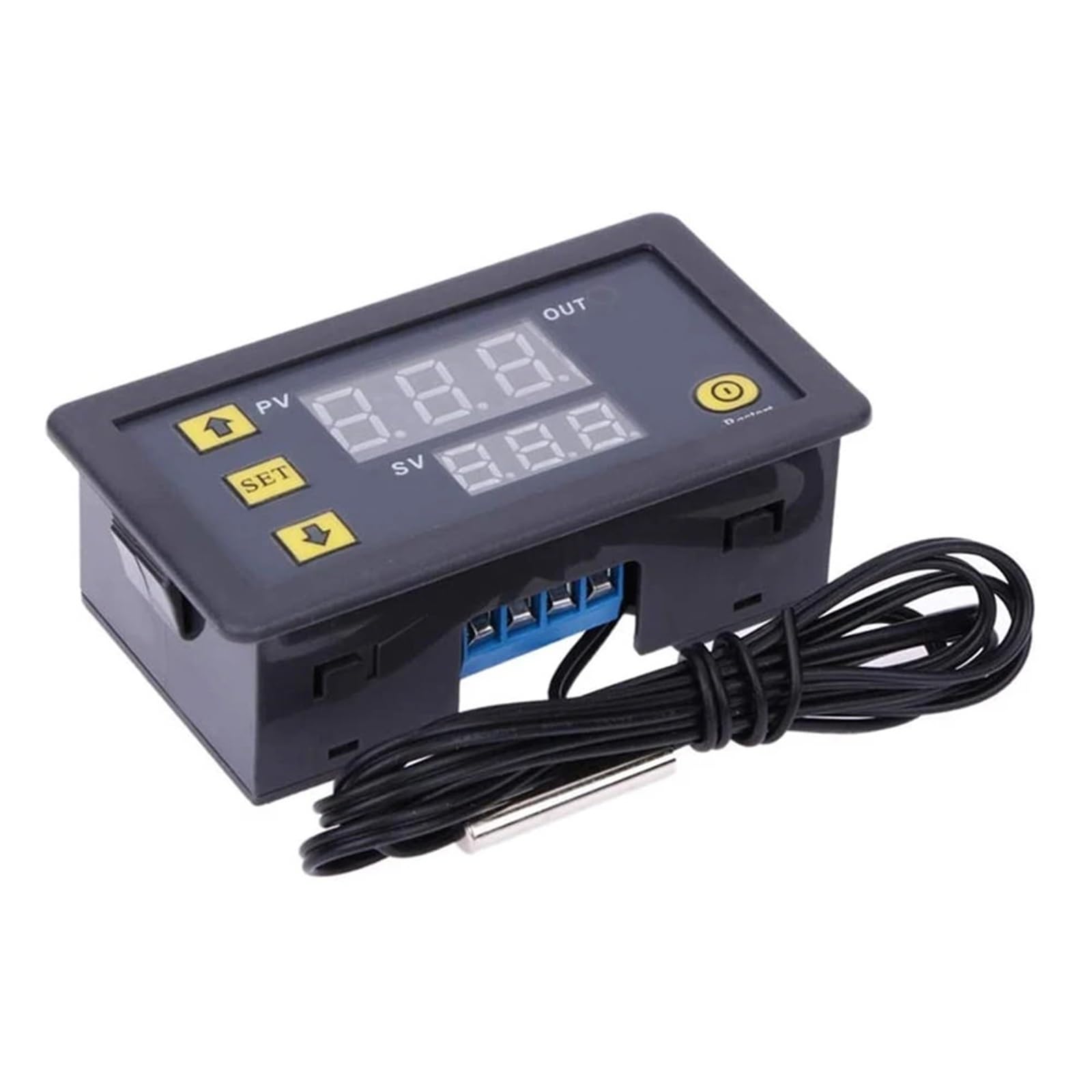 Termostato digital con pantalla LED y control de temperatura W3230 de 20 A, con sonda de línea y control de calor/refrigeración, 12 V, 24 V, CA 110-220 V.(DC 12V)