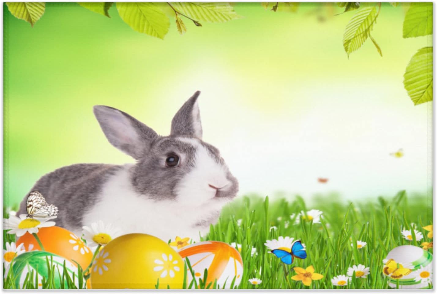 2' x 3' Happy Easter Bunny Eggs Flowers Super Soft Area Rug for Kids Baby Nursery, Kids Girls Nursery Soft Rug Home Decor Rug, Fuzzy Rugs for Nursery