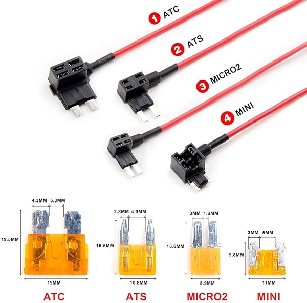 Gebildet Dash Cam Hardwire Kit, Mini/Micro USB Câble Rigide Kit de Voiture, DC 12V- 24V à 5V, Viens avec ACU/ACS/ACN Mini/ACZ Micro 2Fusible, Protection de Drain de Batterie Réelle de 11.6V - 5
