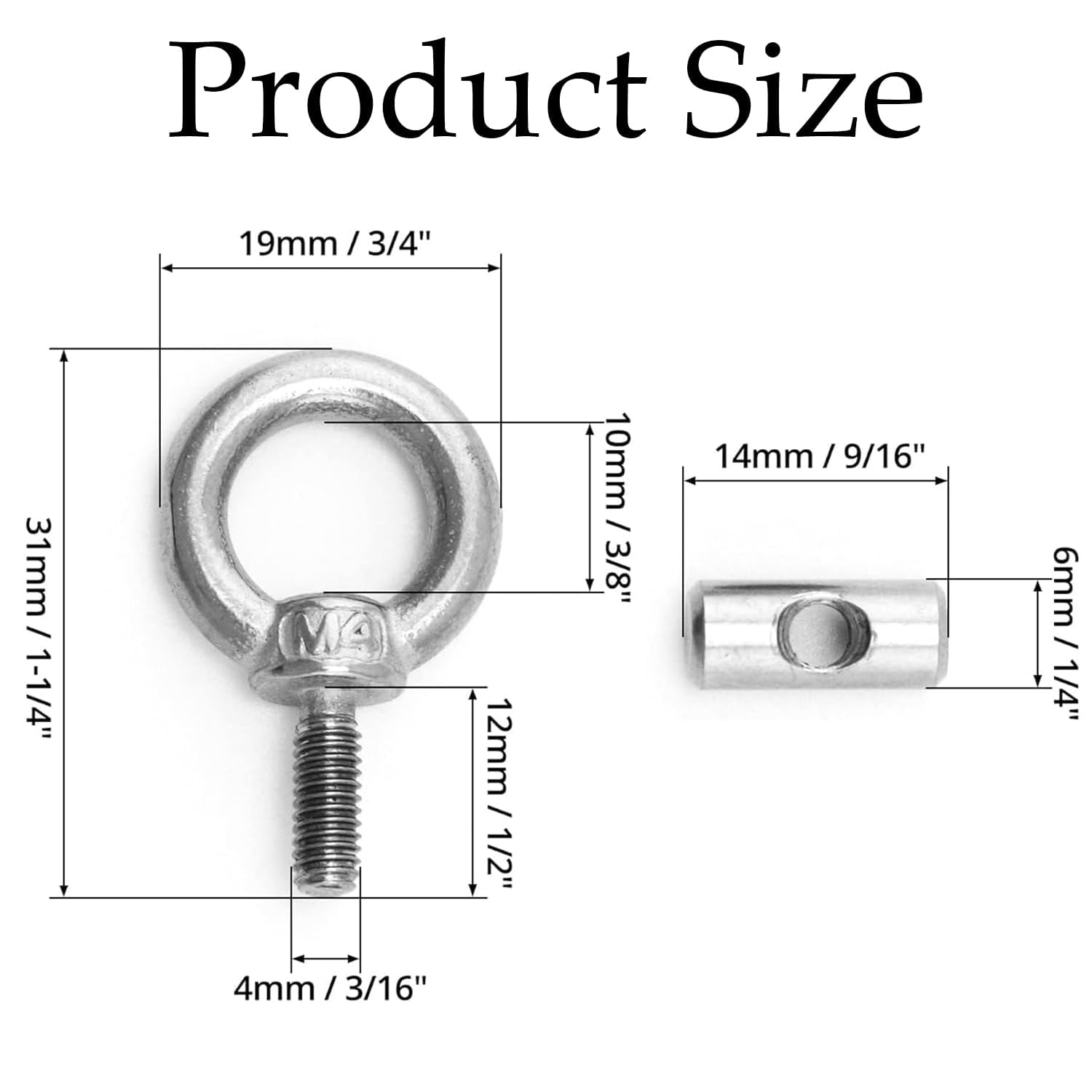 4 Sets Edelstahl Markise Schiene Stoppers Kit,M4 Heben Auge Mutter Ring Form,Ende Stoppers Blockieren,für Wohnmobil Wohnmobil Camping Zelt Ausrüstung Markise Schiene Auto & Motorrad