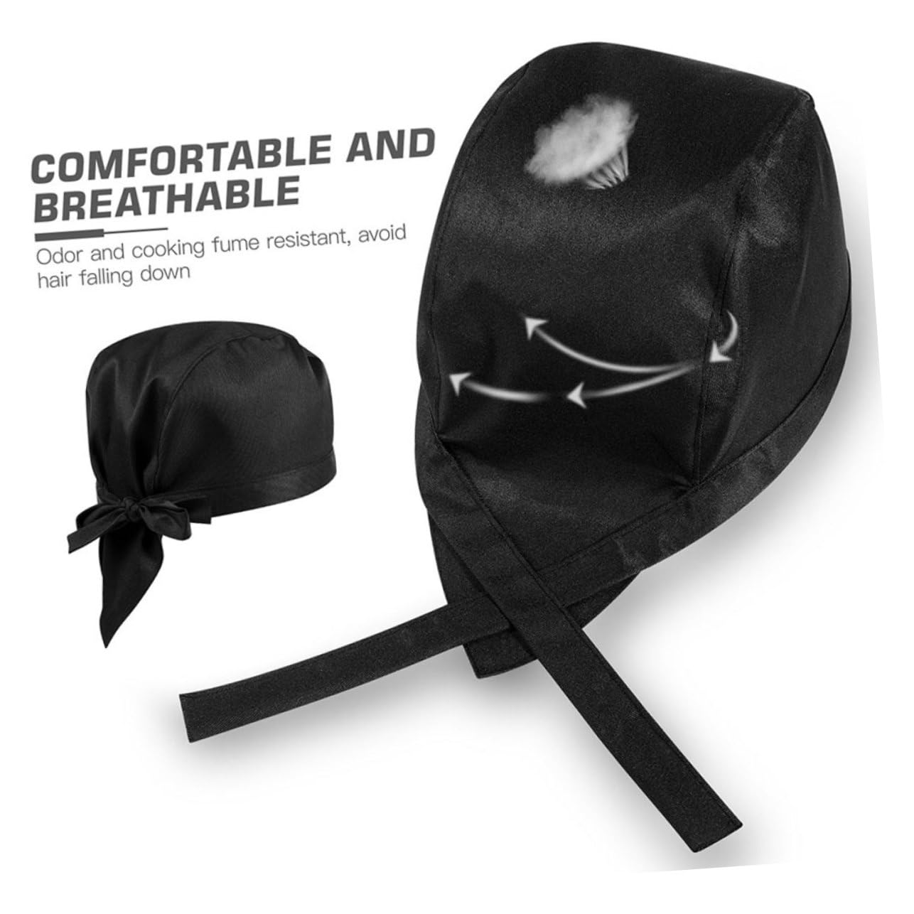 Gorro de Cocina de Algodón Negro 9 Piezas para Restaurante