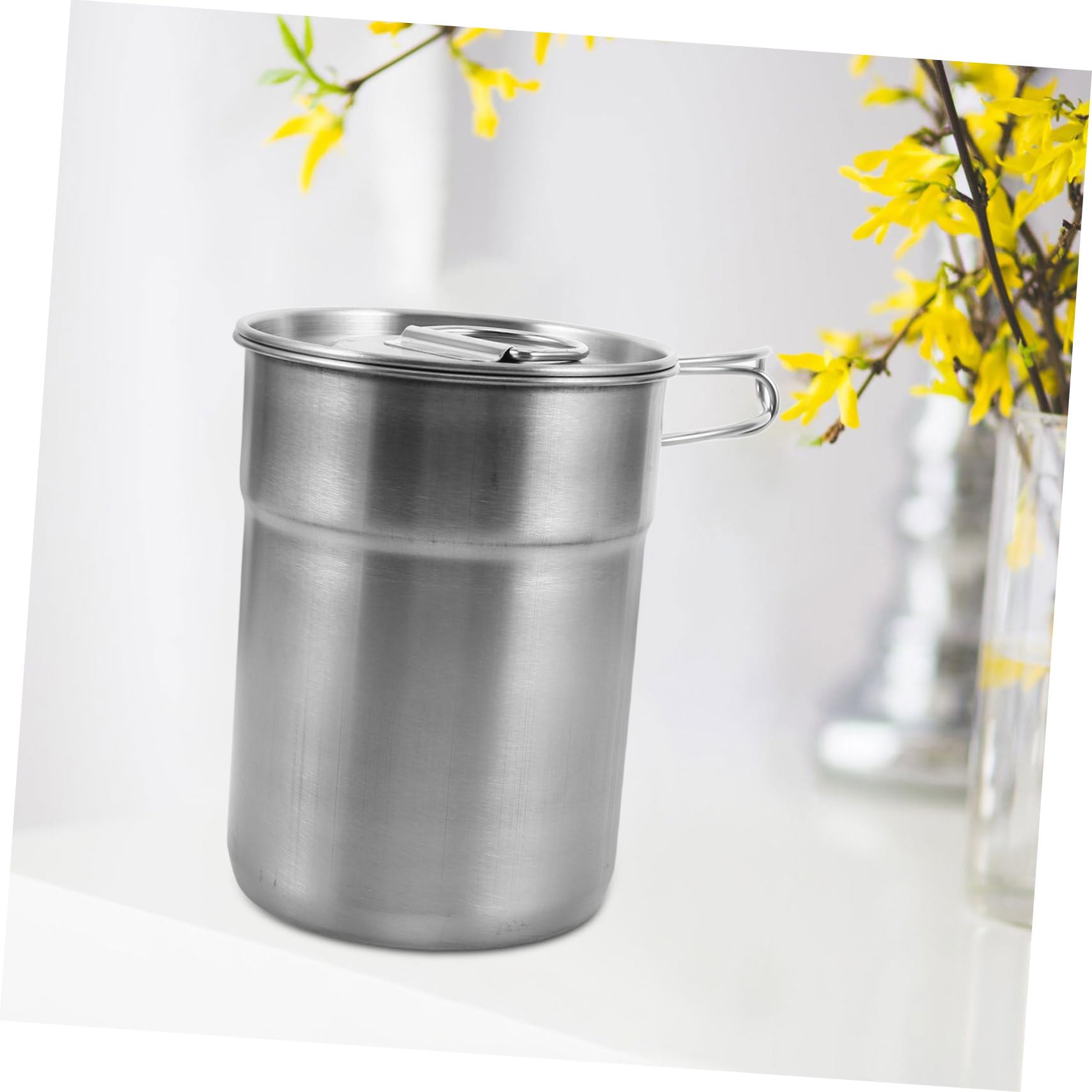 TOYANDONA 2 Stück Campingbecher mit Klappbaren Griffen Tragbare Wiederverwendbare Tasse für Outdoor Aktivitäten für Camping Wandern und Reisen Rostfreier Stahl