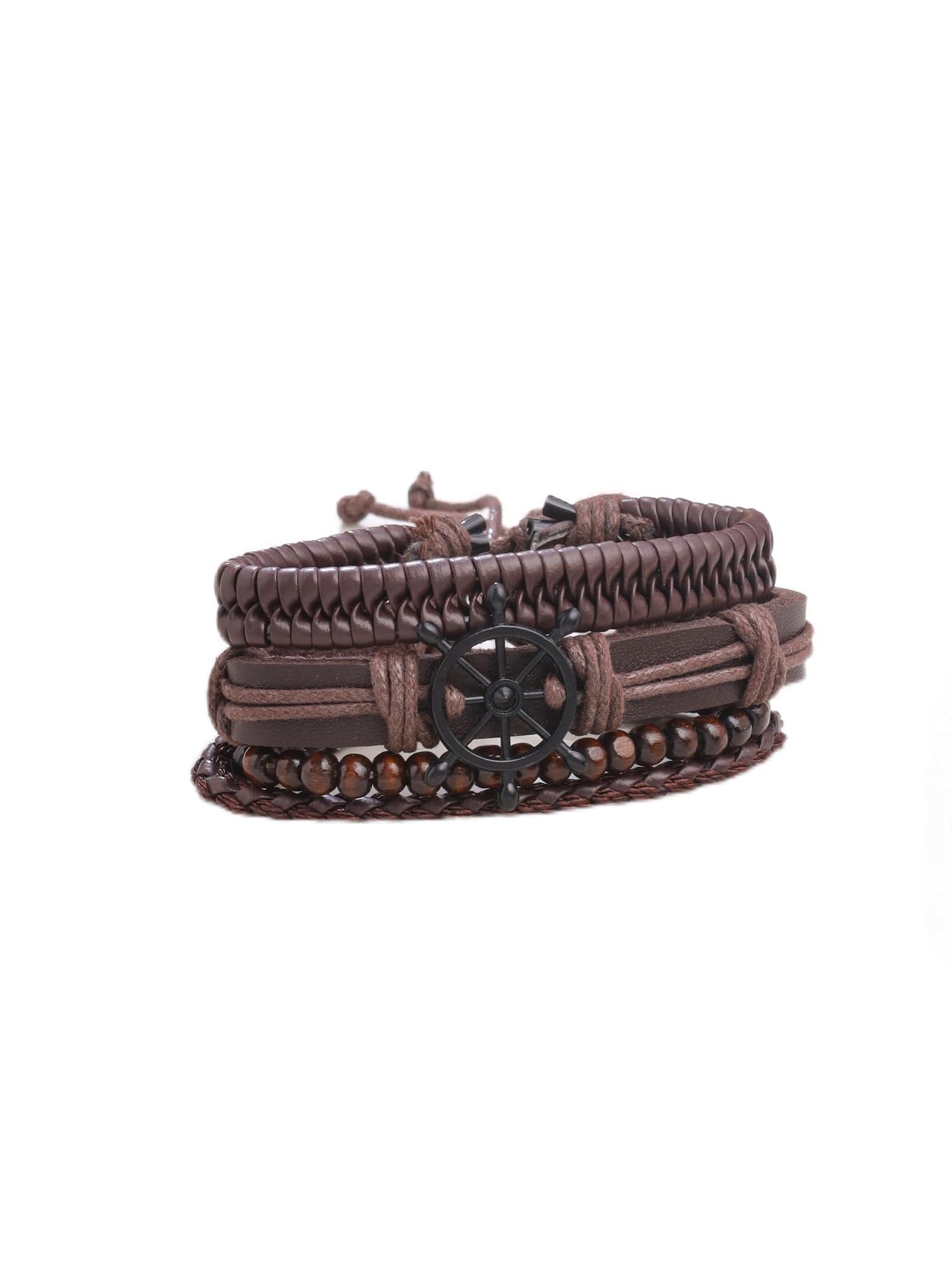 Combo Leather Wraps Casual Latest Trend Multi Strand Wrist Bracelets for Men and Women (Unisex)