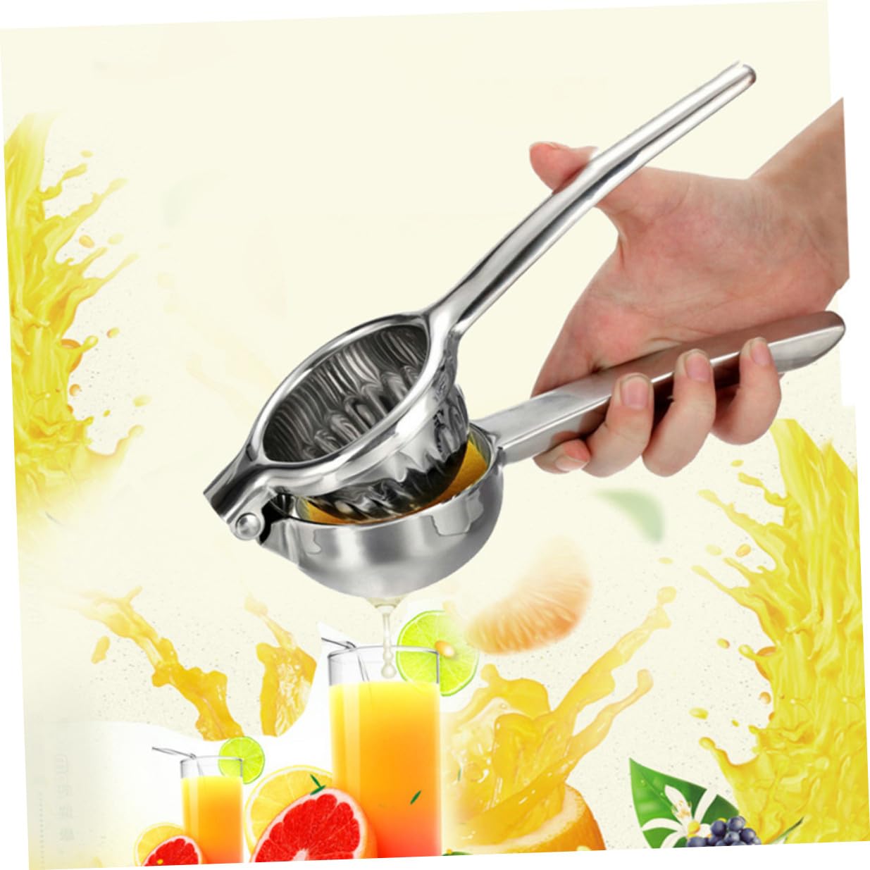 ibasenice Exprimidor Manual de Limón y Naranjas de Acero Inoxidable 304, Fácil de Usar, Accesorio de Cocina Hogar, Prensa Frutas Portátil y Duradero