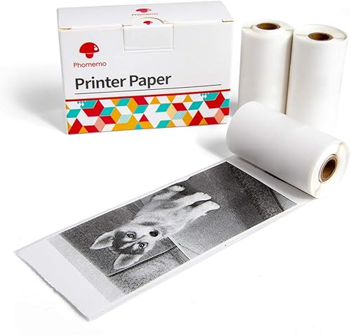 Phomemo Papel térmico autoadhesivo, adhesivo blanco para mini impresora portátil Bluetooth M02M02SM02SM02Pro para imprimir notas, diario, etiquetas