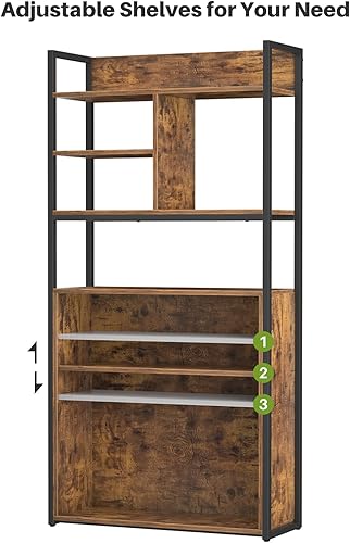 Miniatura 7 de armocity Estantería industrial, estantería de 6 niveles de altura con marco de metal de madera, estante de exhibición con estantes de almacenamiento