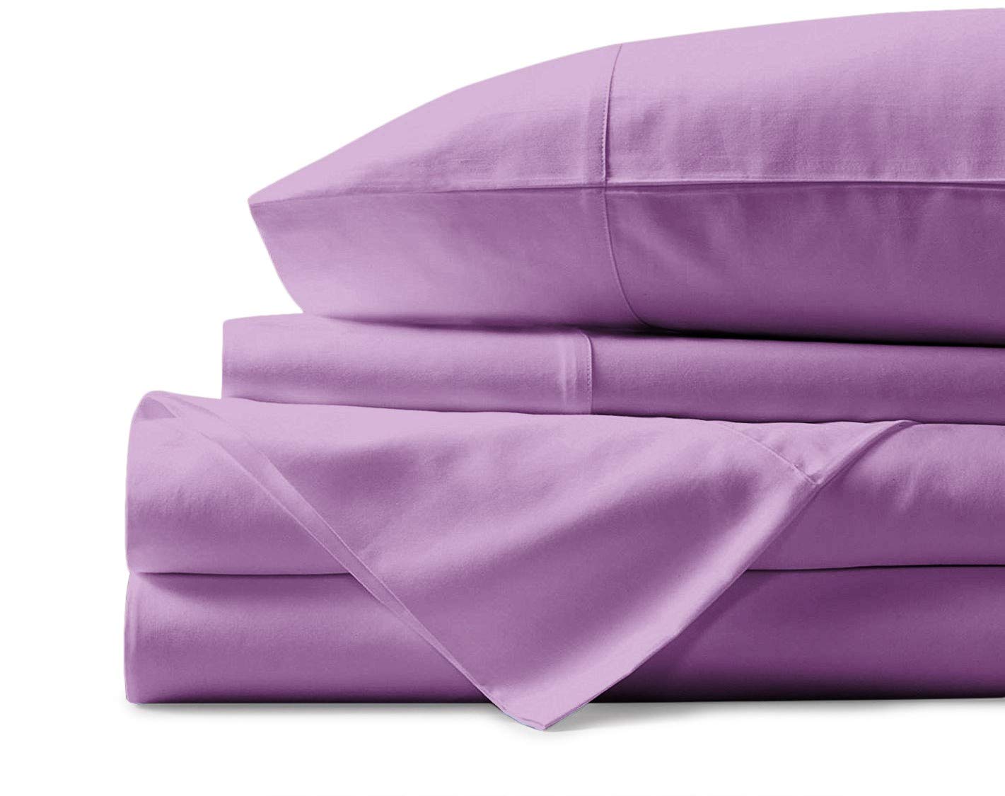 Mayfair Linen 100% Egyptian Cotton Sheets,4 Piece Sheets Set, 800 Thread Count Long Staple Cotton, Fits Mattress Upto 18'' DEEP Pocket California King Purple CO-800TC-CALK0-Lilac