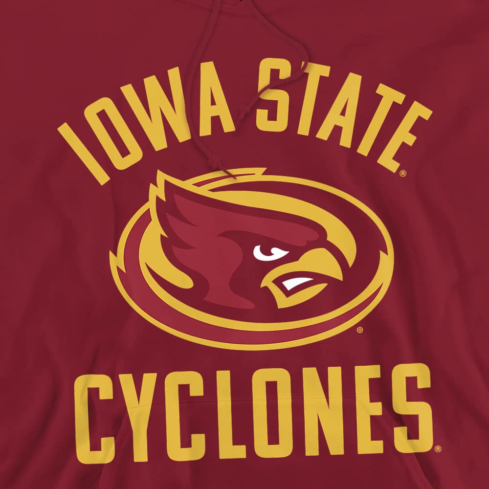 Iowa State University Official Distressed Primary Logo Unisex Adult Pull-Over Hoodie,Garnet, Large