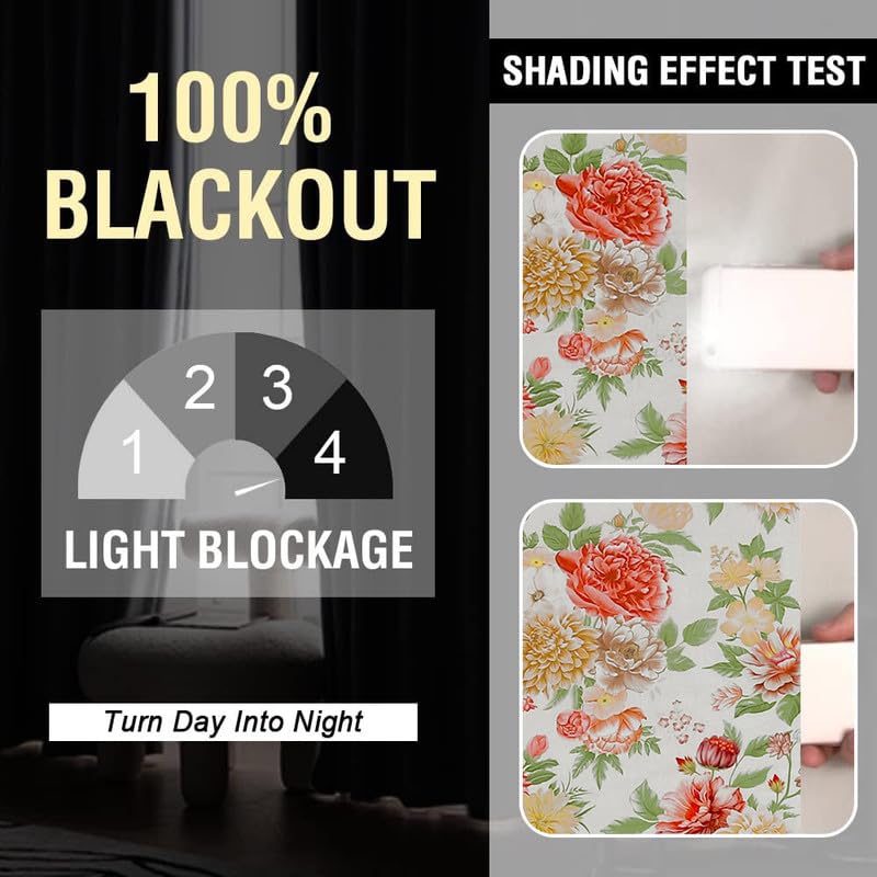 Image of Cloth Fusion Printed 100% Blackout Long Door Curtains 8 Feet Set of 2