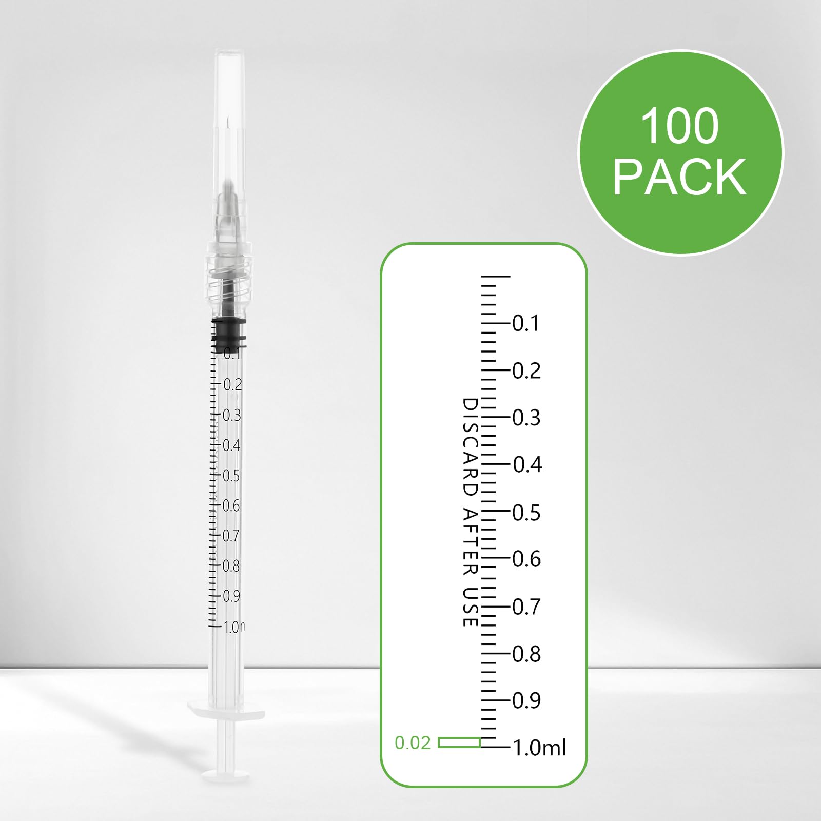 1ml Syringe with 27Ga 1/2inch Needle, 1cc Luer Lock Syringe, Pack of 100 — Amazon image 3