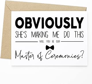 Funny Card For Master Of Ceremonies - Obviously She's Making Me Do This. Will you Be My Master of Ceremonies? - MC card, Bridal Party Card