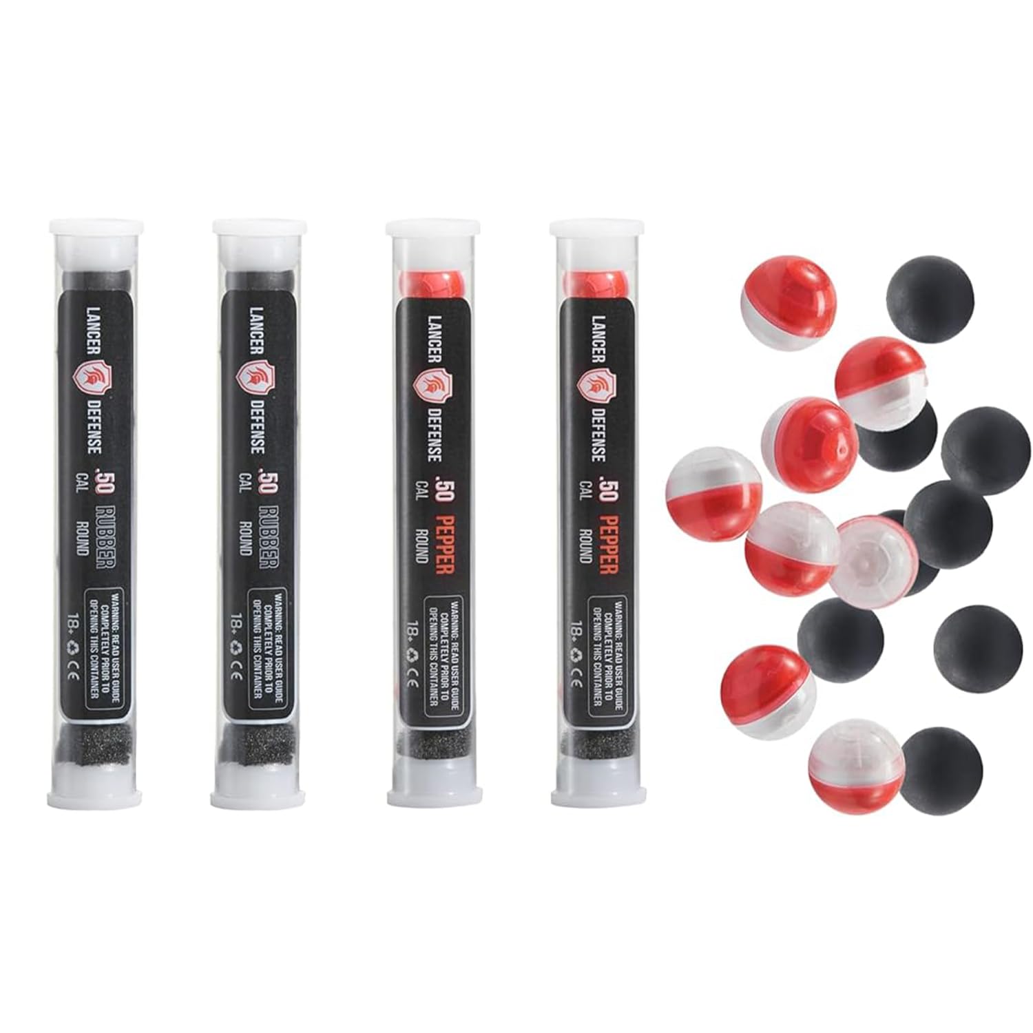 Lancer Tactical Defense Ball 0.50 Cal for Self Defense Includes Pepper Projectile, Rubber Ball, for Use in All Pepper Projectile Launchers in 0.50 Cal, Pack of 7 Each (Two Pack)