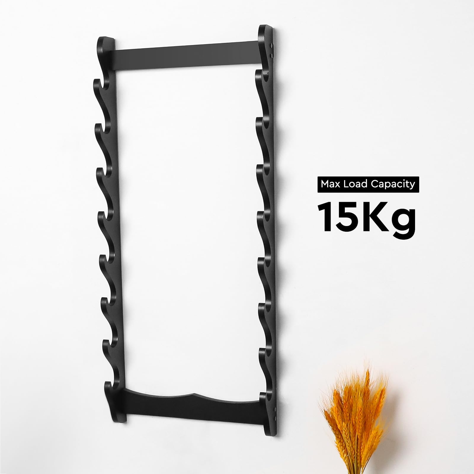SWAWIS 8 Tier Supporto Spada, Legnoso Samurai Katana Display Stand, Katana Espositore da Montato a Parete per Canne Pesca Flauti Spada, Larghezza 32cm