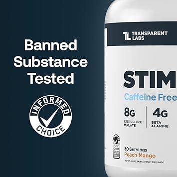 Transparent Labs Stim-Free Pre-Workout - Caffeine & Stim Free Pre Workout Powder for Men and Women with Beta Alanine Powder, Citrulline Malate, elevATP - 30 Servings, Blue Raspberry