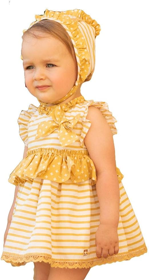 DOLCE PETIT - Vestito per bebè-bambini. ocra 18 mesi : Amazon.it: Moda