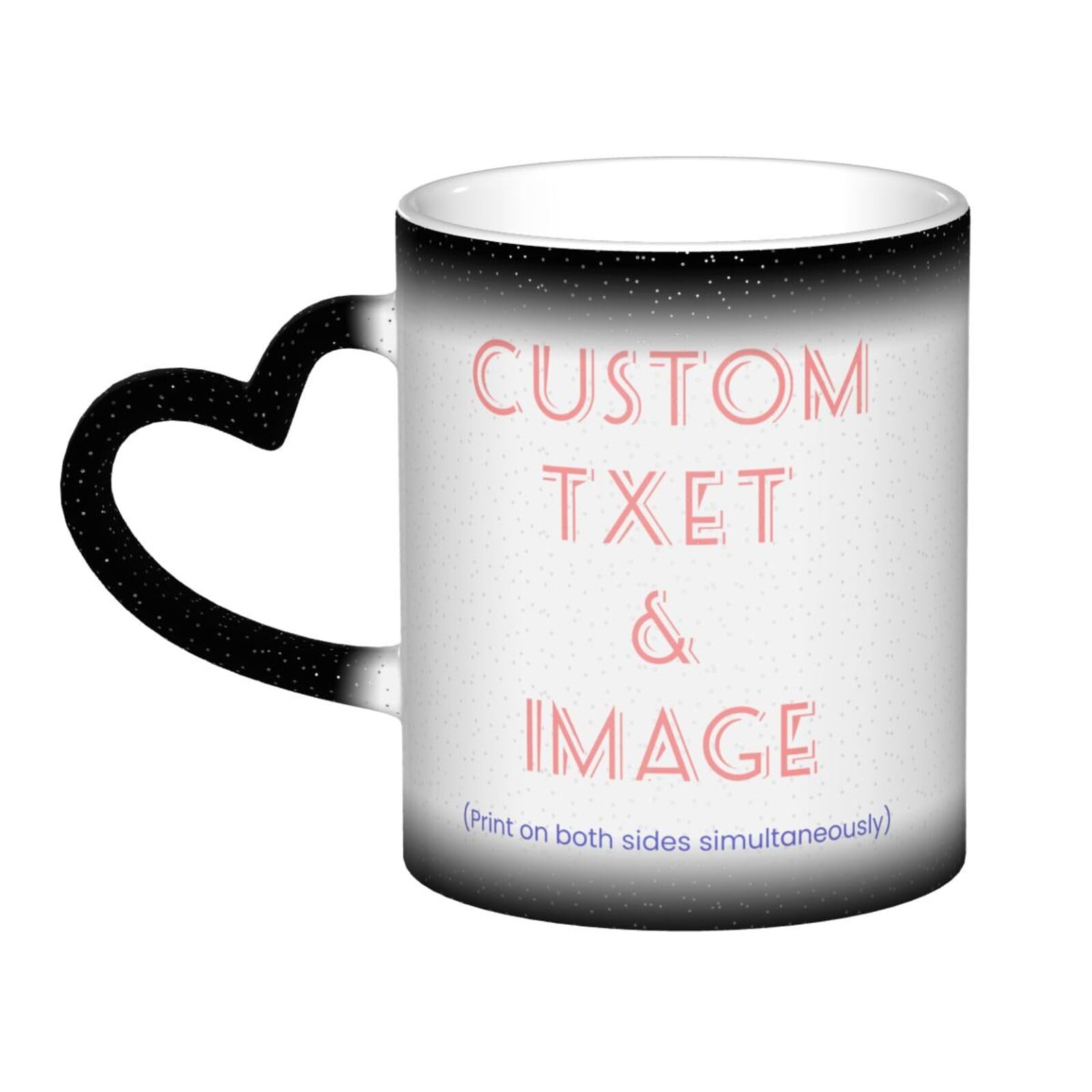 Customizable Coffee Mugs Heat Changing 11oz Customized Gifts for Women Men Custom Mug with Photo Text Logo Black
