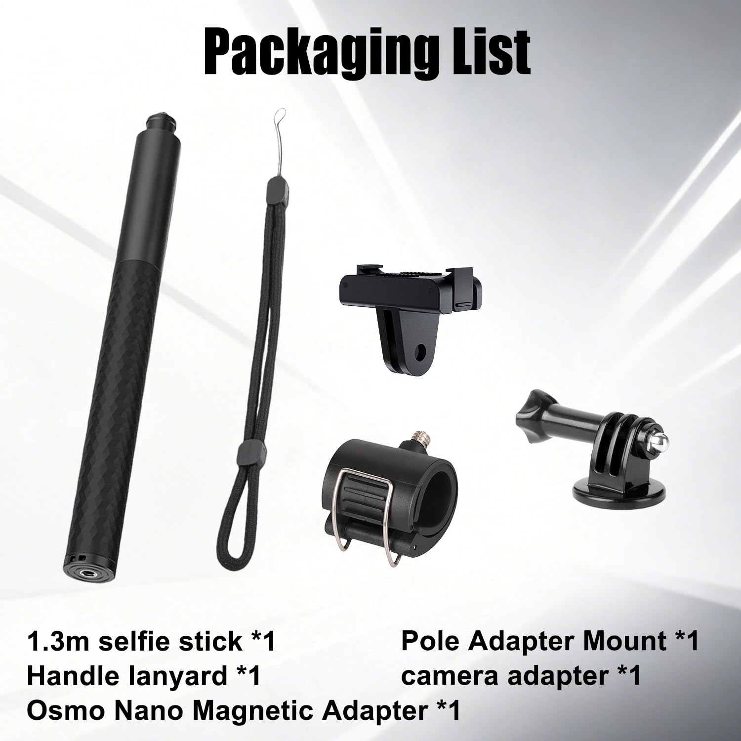 51" Selfie Perche avec Adaptateur Compatible avec DJI Osmo Nano Accessoires | Extensible Pôle, Magnétique Rapide Fixation Adaptateur Compatible avec DJI Osmo Nano, 1/4" Pince pour L’écran Vlog Vidéos