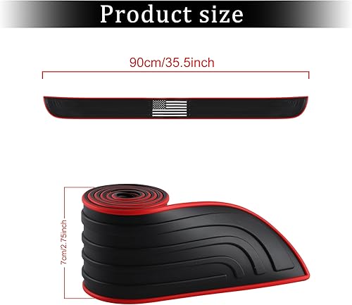 Miniatura 2 de SINGARO Protector de parachoques trasero de automóvil, 35.5 x 2.75 pulgadas, accesorios universales de goma antiarañazos para el maletero (bandera,