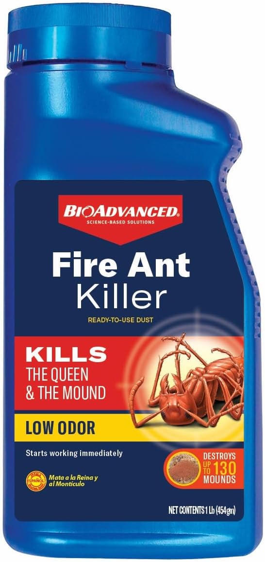 BioAdvanced Fire Ant Killer Dust - Kills the Queen - Destroys Up to 130 Mounds - Outdoor Ant Killer - 1 lb Bottle