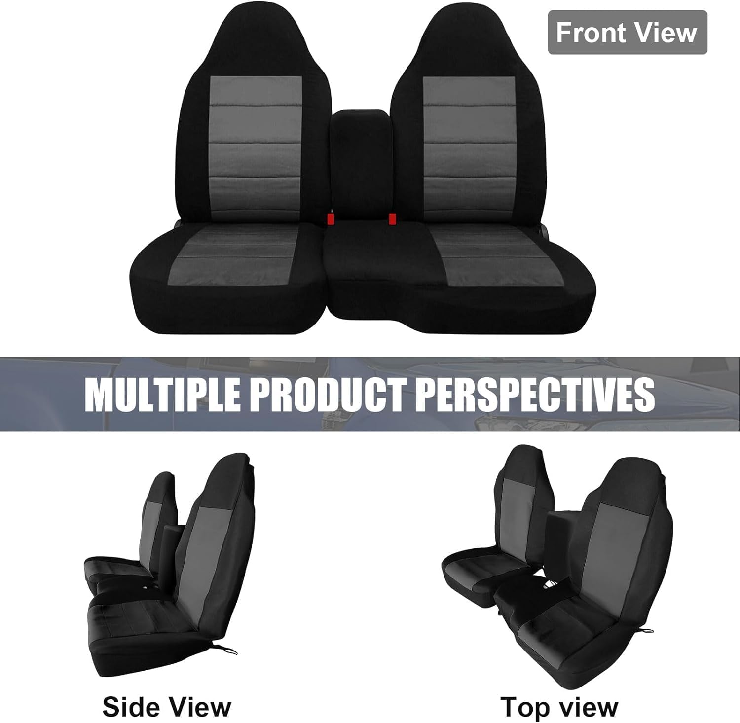 SAPUBK Custom-Fit Seat Covers Replace for 2004-2012 Chevy Colorado/GMC Canyon Front 60/40 Split Bench Seat with Console/Armrest, Knitted Fabric Composite Soft Foam Lining Breathable Seat Cover