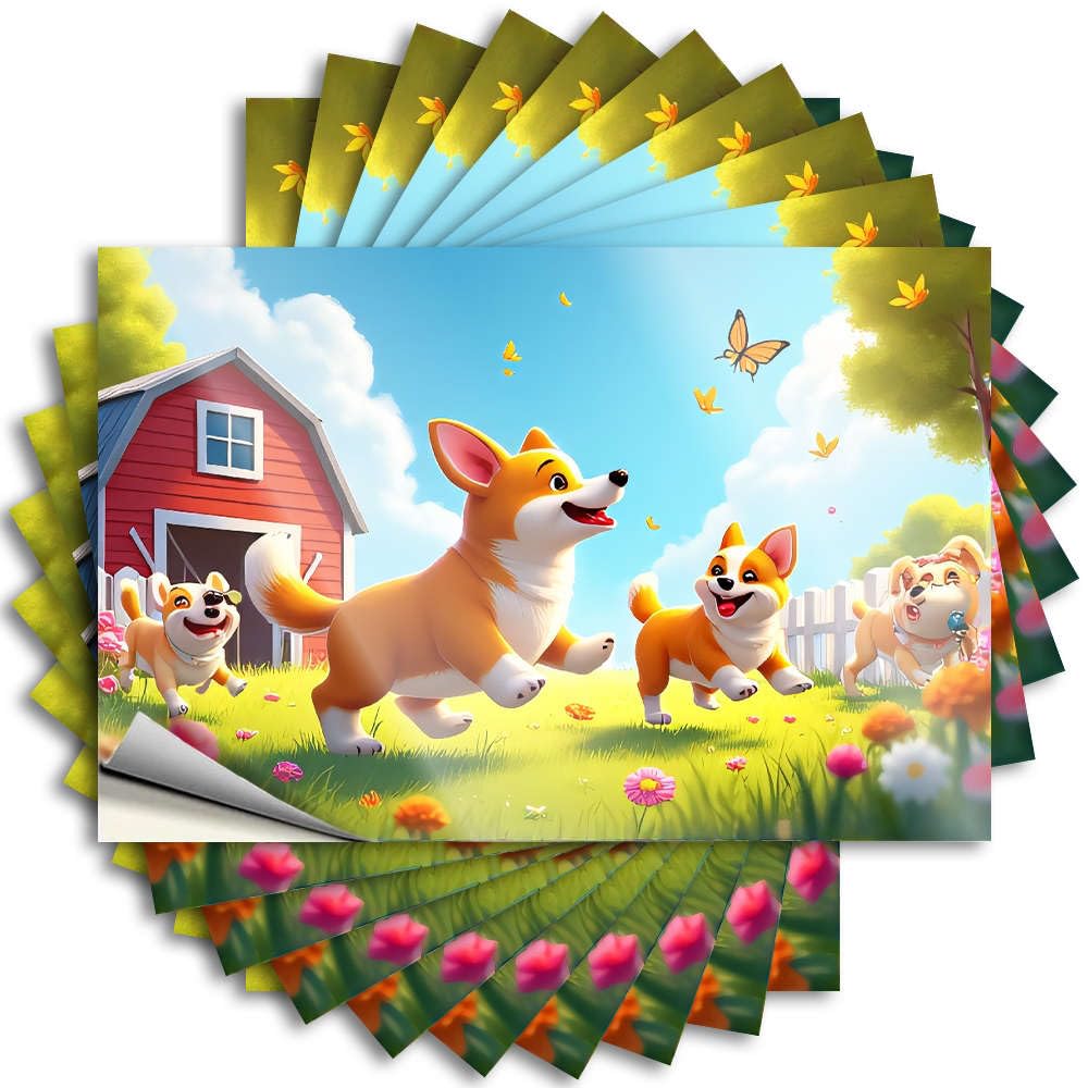 Funny Patio Decor Water Quote | Corgis Playing in A Colorful Field. Coastal for Hunting Decor(12X18CM)
