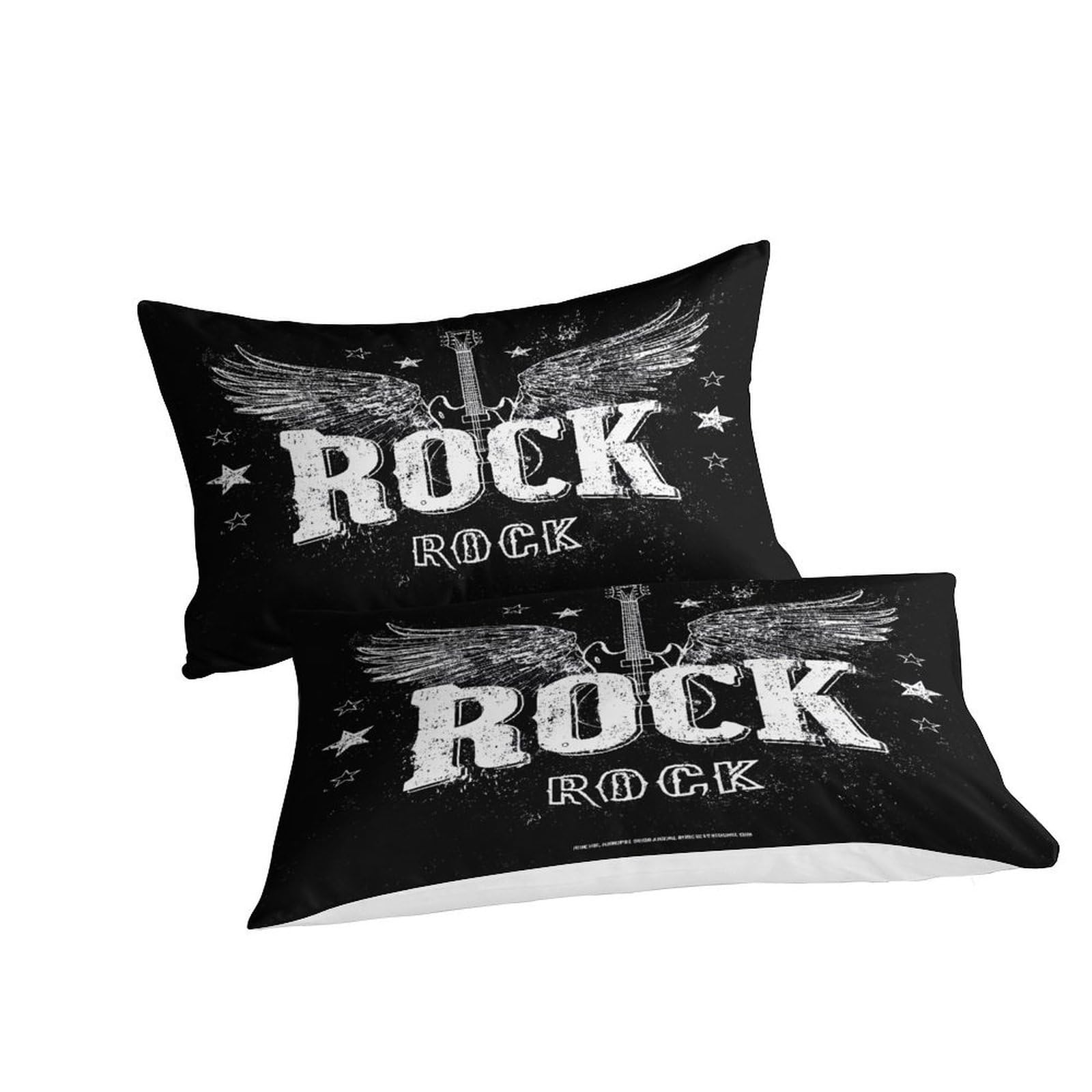 Rock guitar wingsSet Di Copripiumino morbida 3 Pezzi stampa di 3D con cerniera Vintage rock poster copripiumino con federa traspirante for bambini adulti ragazzi Super king（260x220cm）