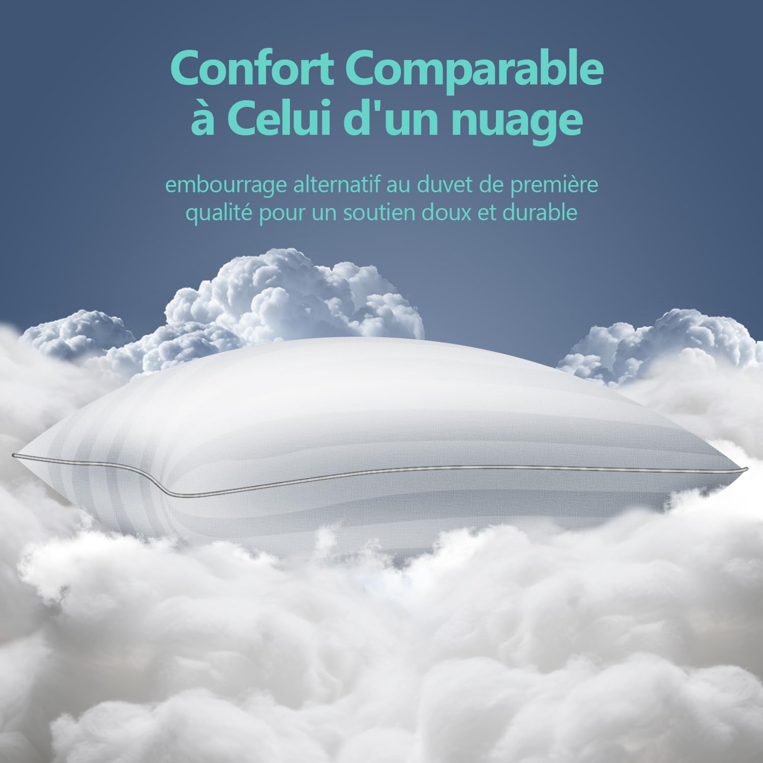 Oreiller 50x70 cm Lot de 2, Oreillers doux Moelleux, Qualité Hôtelière de Luxe, Oreillers Classiques, Coussin Respirant et Doux, Lavable, Idéal pour Dormeurs sur Le Côté, Le Dos et Le Ventre | Qualité Hôtelière de Luxe, Oreillers Classiques, Lavable, Idéa