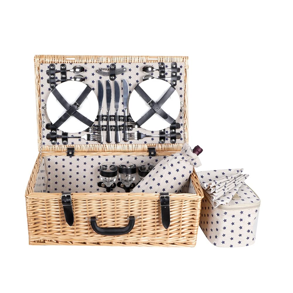 cestino da picnic, Set di cestini da picnic for 4 persone con grande borsa termica, cestino da picnic, borsa da picnic portatile con coperchio, articoli da picnic for campeggio all'aperto-C