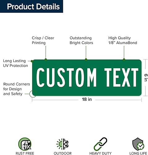 Vista 22 de My Sign Center - Letrero de calle personalizado, 8 colores, opción reflectante, montaje de 4 x 18 pulgadas, grueso libre de óxido, fabricado