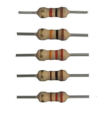 GoBagee BRANDED carbon film resistor 1K 10K 22K 100E 220E 1/4 watt Tolerance 5% - Pack of Total 100 pcs (5 Values Mix)