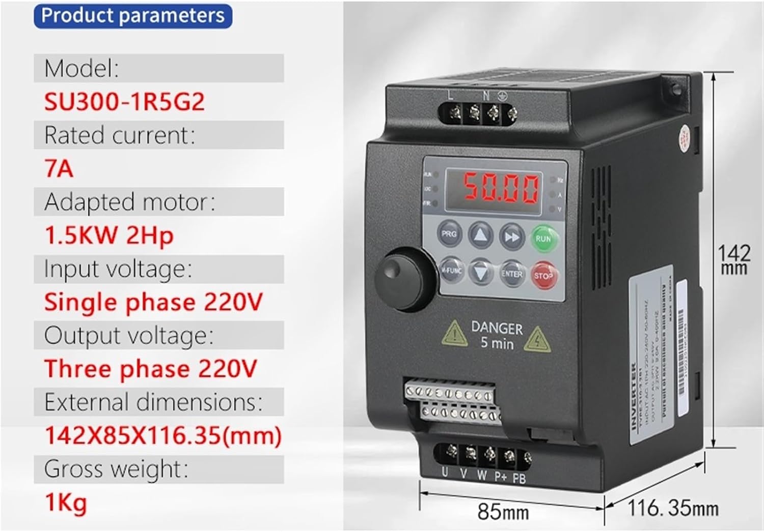 1pc 0.75/1.5/2.2KW 3/4KW requency Inverter 380V 220V 3phase Output Frequency Converter Variable Frequency Drive(0.75KW 380V 3PH-3PH)